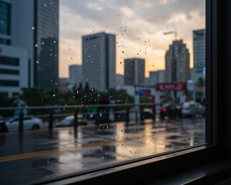 Rainy Seoul Cityscape
