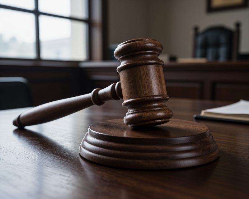 Judicial Gavel in Courtroom